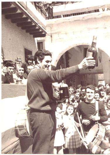 La cuadrilla de Tomás Gastón en el concurso de Tambores de Híjar año 1968