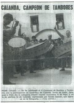 La cuadrilla de Tomás Gastón en el concurso de Tambores de Híjar año 1970